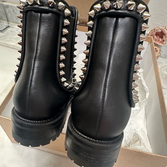 Christian Louboutin Black Leather Studded Chelsea Booties - Picture 4 of 8